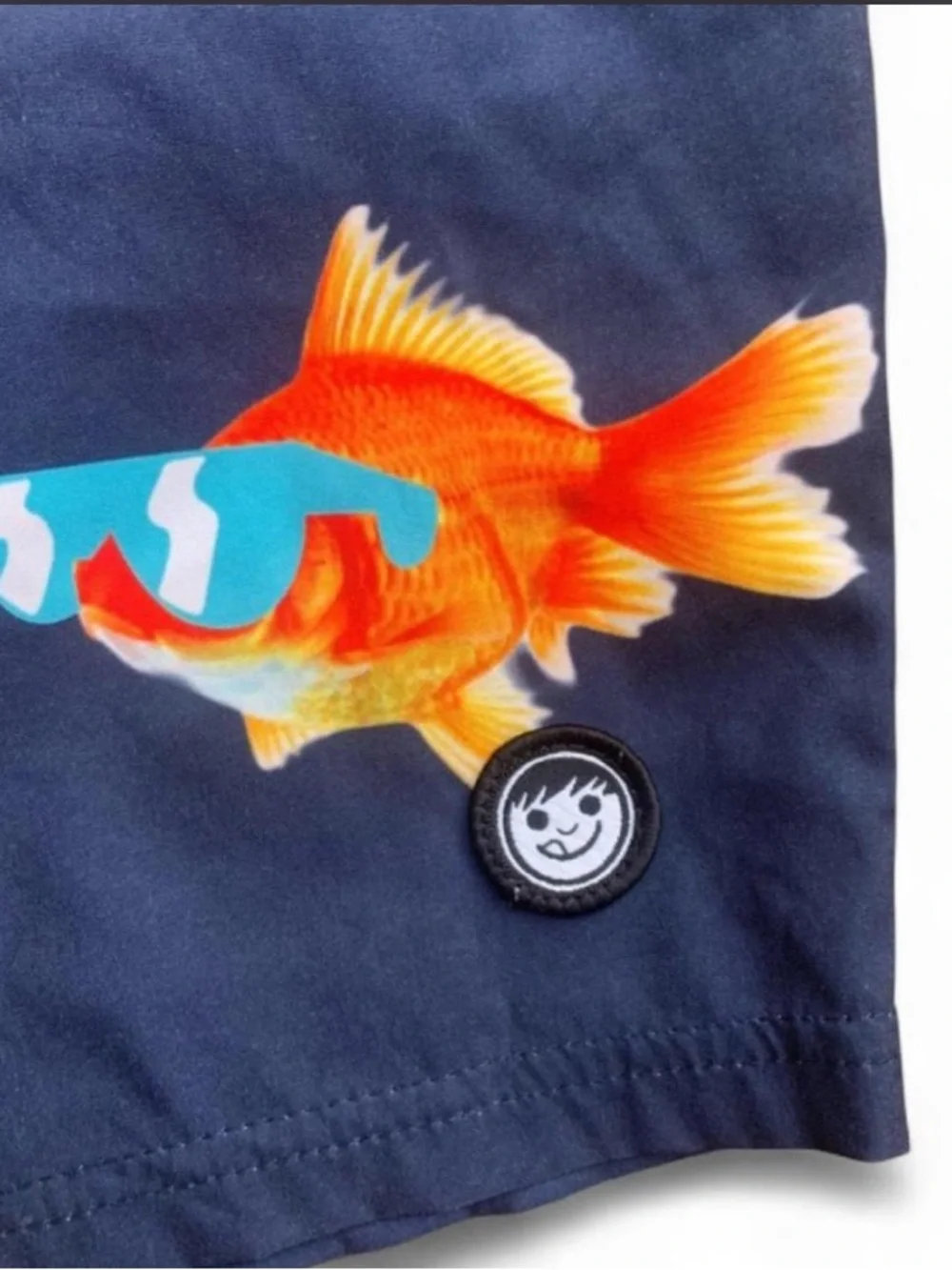 Neff Navy Swim Shorts with Goldfish Fish Print